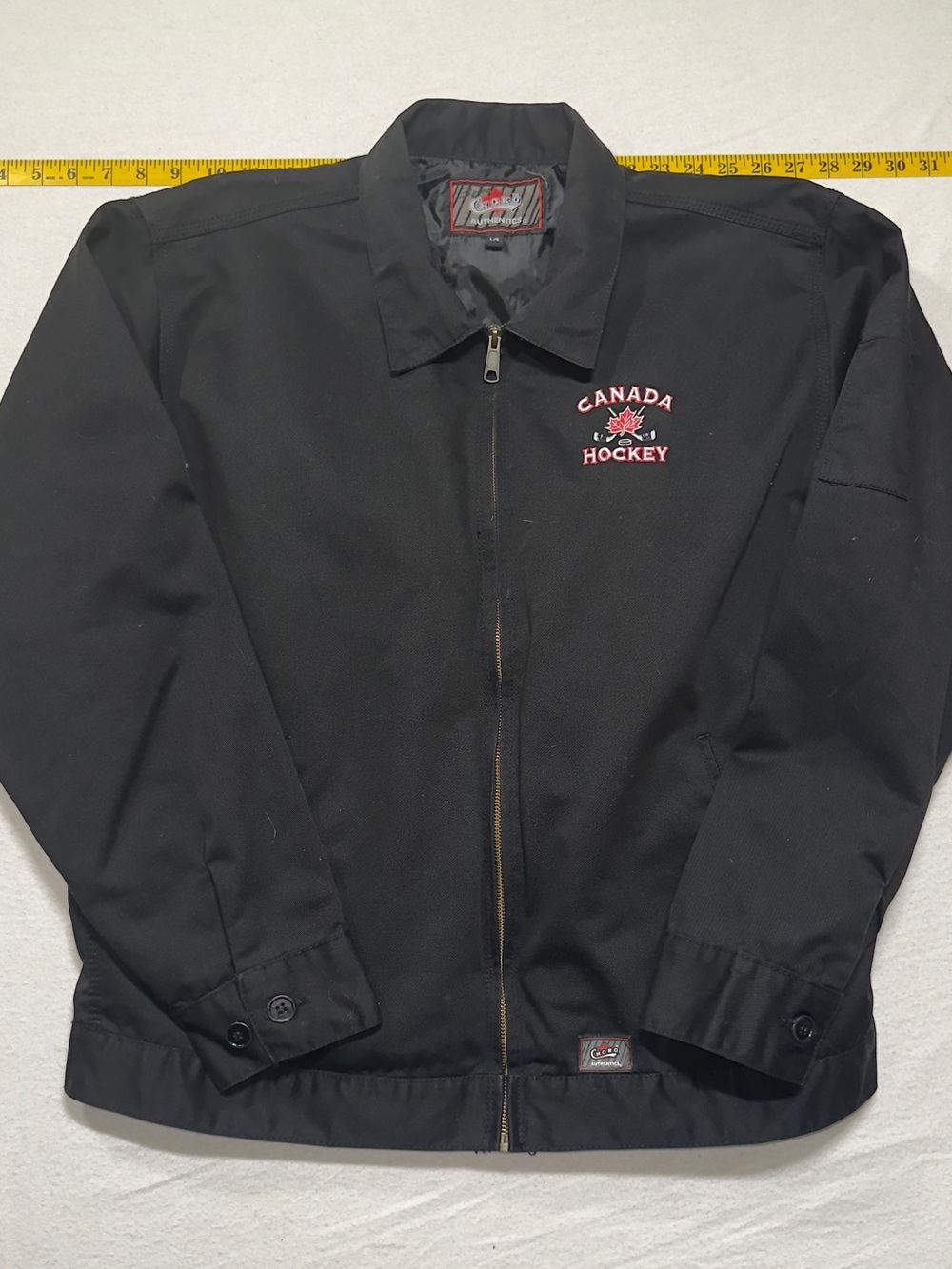 Canada Hockey Black Men's Bomber Jacket with Zip Front